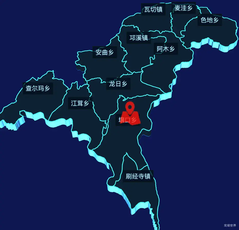 echarts阿坝藏族羌族自治州红原县geoJson地图3d地图自定义图标