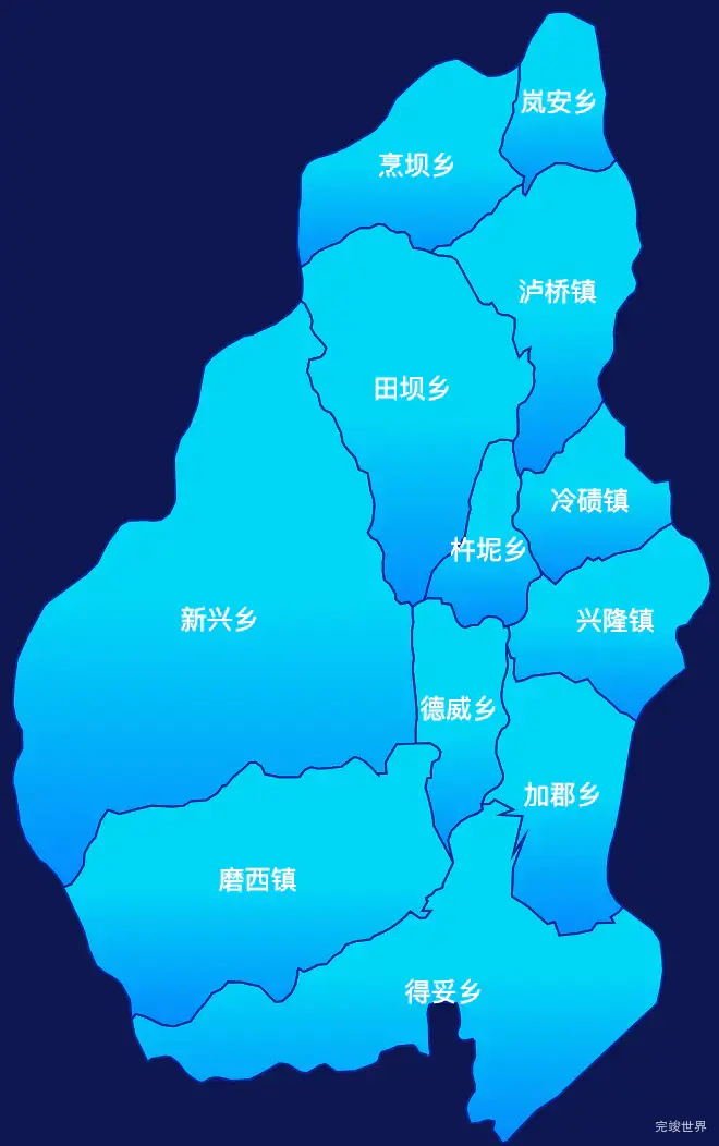 echarts甘孜藏族自治州泸定县geoJson地图局部颜色渐变