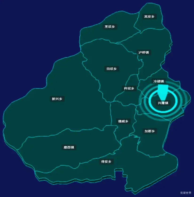 threejs甘孜藏族自治州泸定县geoJson地图3d地图添加旋转棱锥