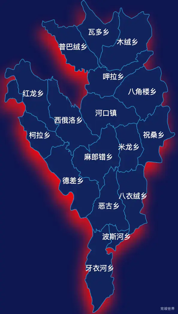 echarts甘孜藏族自治州雅江县geoJson地图阴影