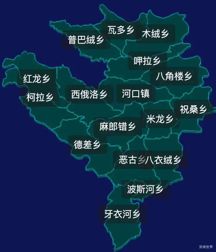 threejs甘孜藏族自治州雅江县geoJson地图3d地图