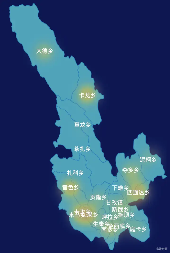 echarts甘孜藏族自治州甘孜县geoJson地图热力图