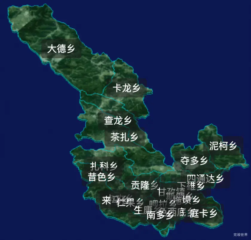 threejs甘孜藏族自治州甘孜县geoJson地图3d地图css2d标签