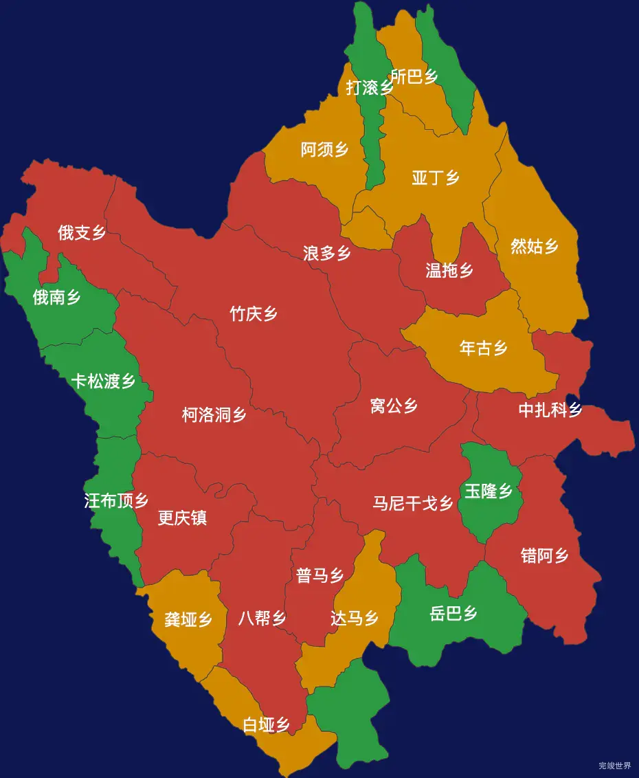 echarts甘孜藏族自治州德格县geoJson地图定义颜色