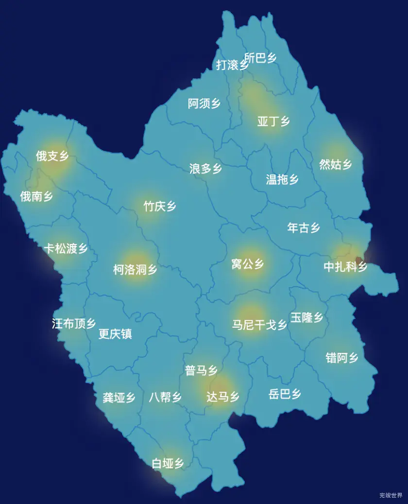 echarts甘孜藏族自治州德格县geoJson地图热力图