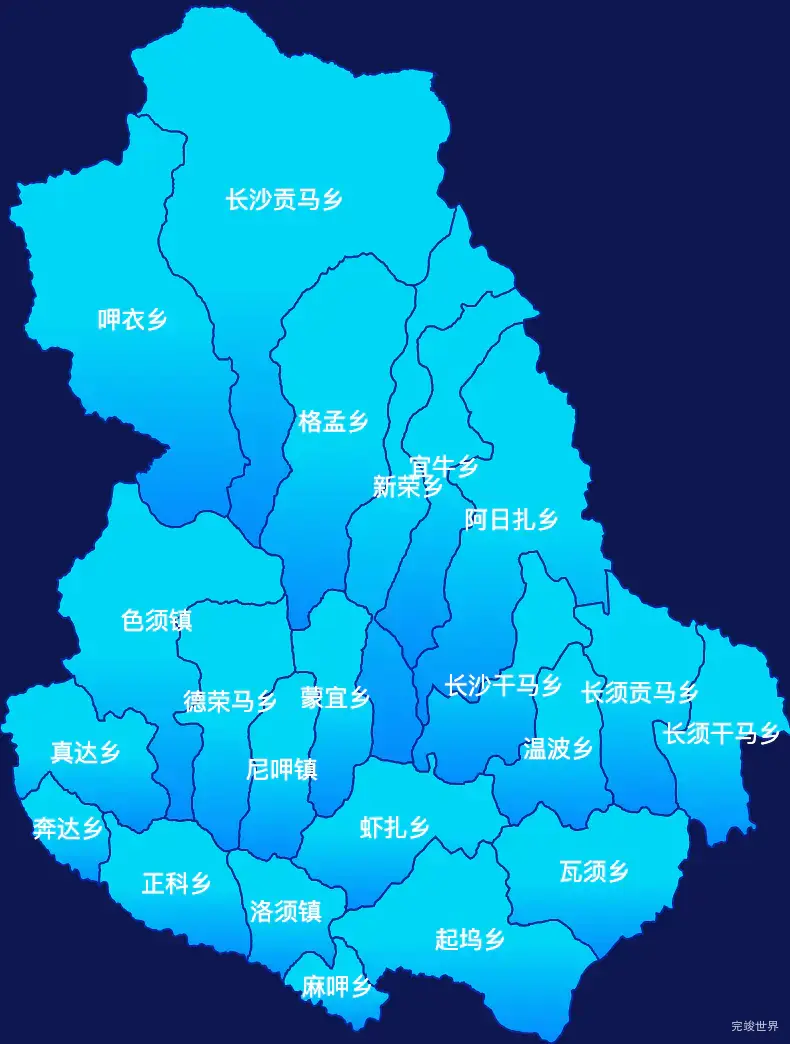 echarts甘孜藏族自治州石渠县geoJson地图局部颜色渐变