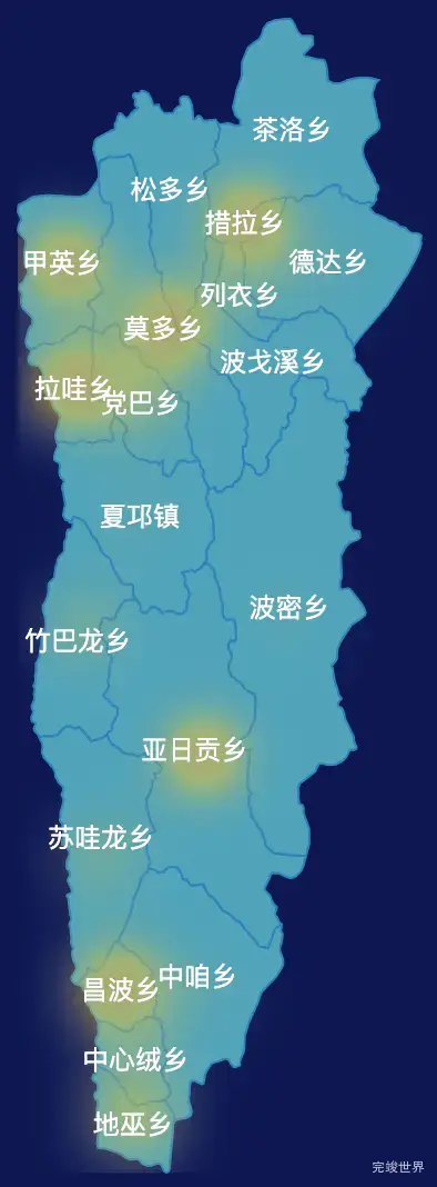 echarts甘孜藏族自治州巴塘县geoJson地图热力图