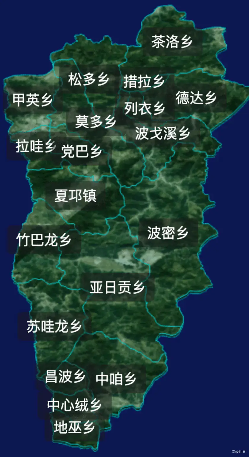 threejs甘孜藏族自治州巴塘县geoJson地图3d地图css2d标签