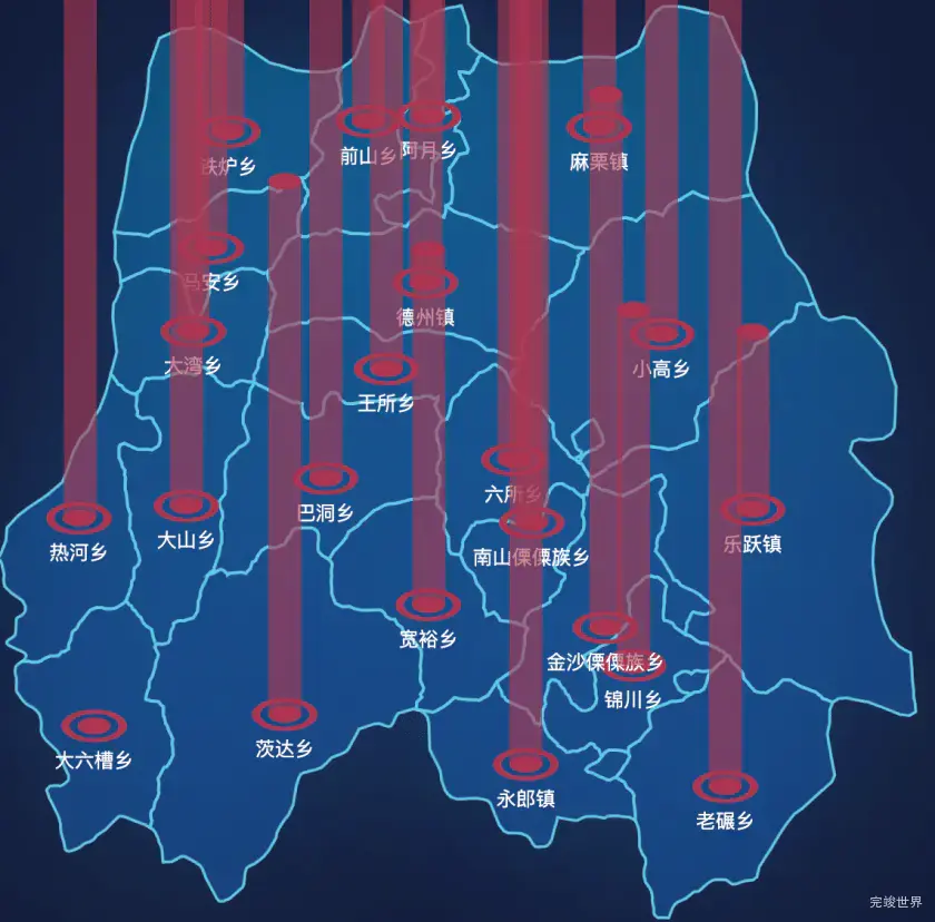 echarts凉山彝族自治州德昌县geoJson地图添加柱状图