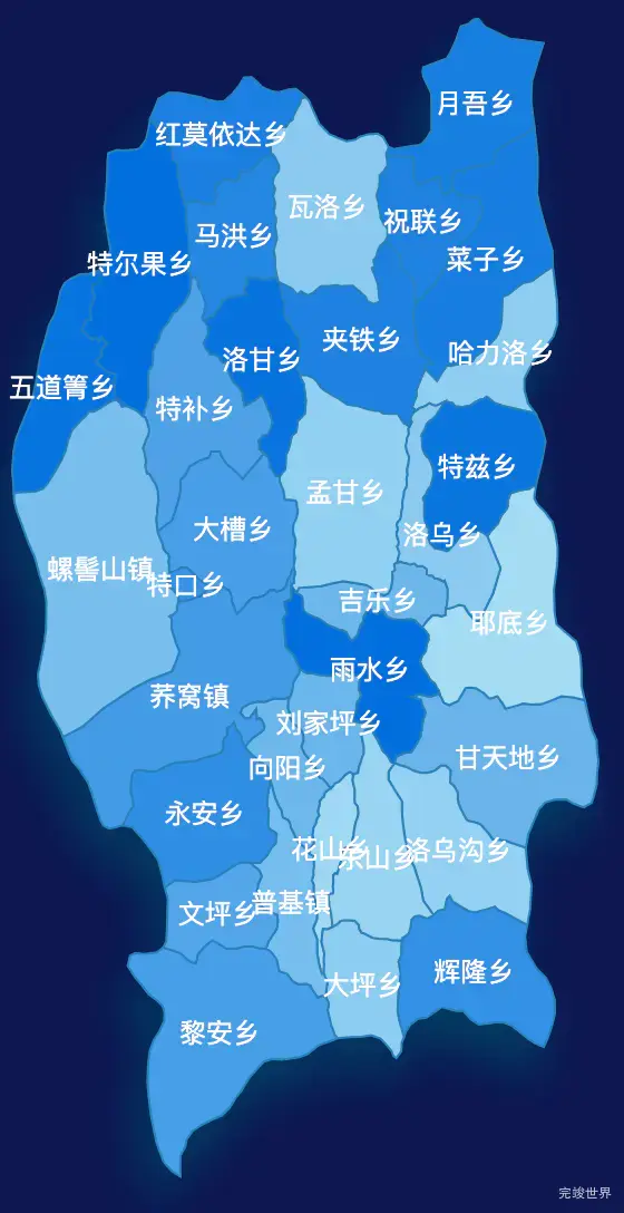 echarts凉山彝族自治州普格县geoJson地图 tooltip轮播