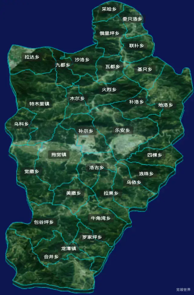 threejs凉山彝族自治州布拖县geoJson地图3d地图CSS3D标签