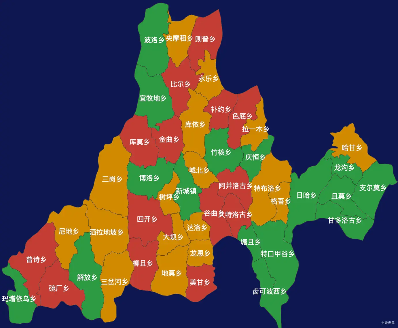 echarts凉山彝族自治州昭觉县geoJson地图定义颜色