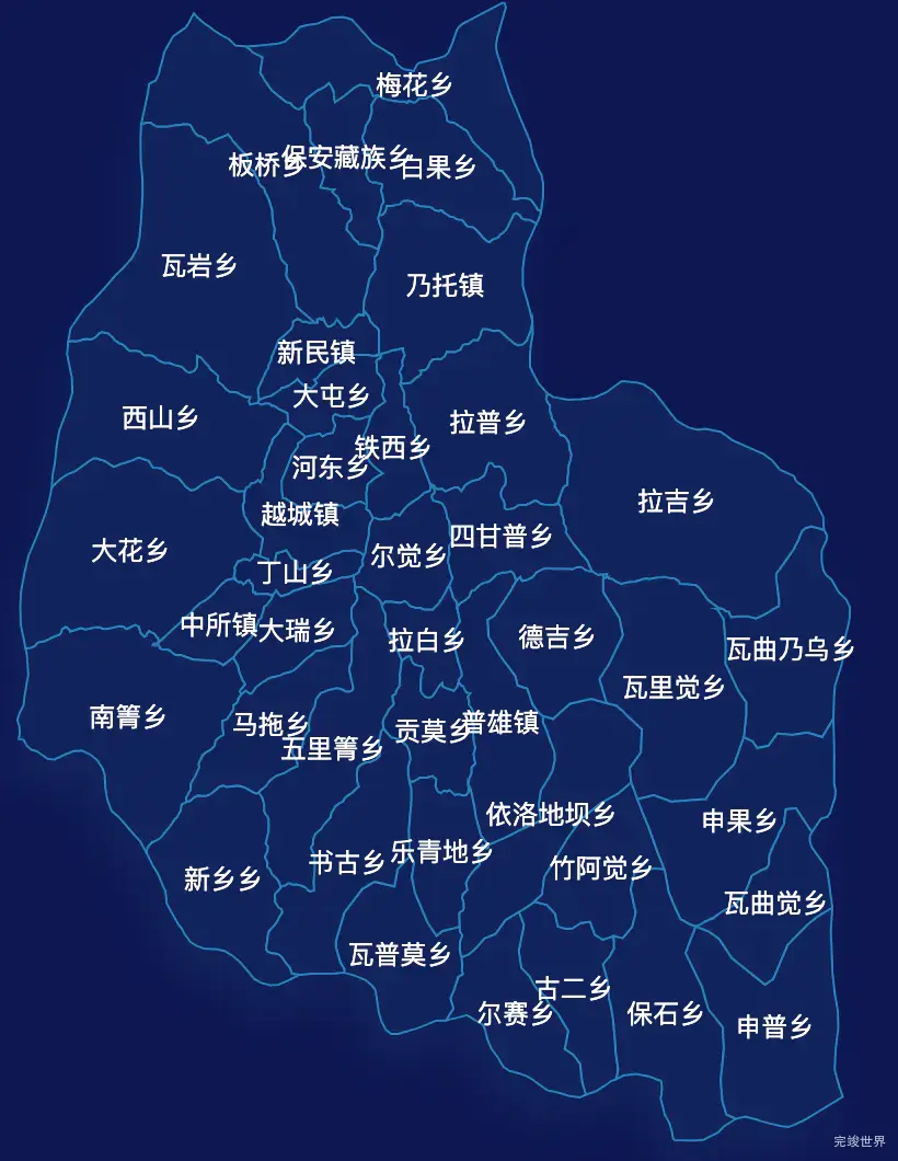 echarts凉山彝族自治州越西县geoJson地图地图下钻展示