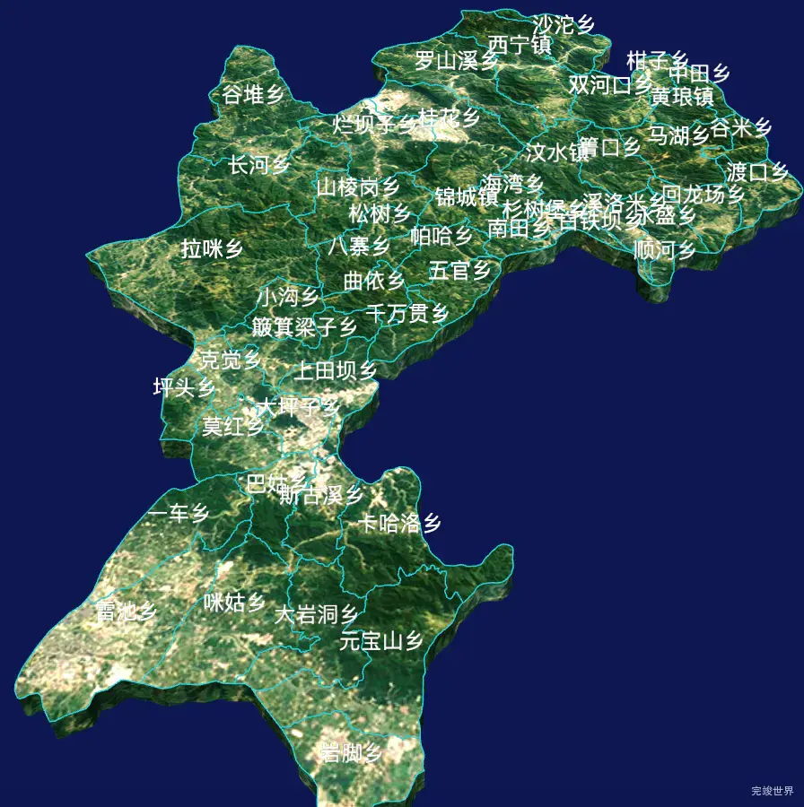 echarts凉山彝族自治州雷波县geoJson地图3d地图自定义贴图-绿色地面