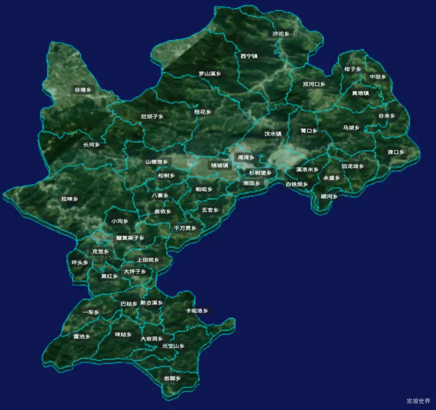 threejs凉山彝族自治州雷波县geoJson地图3d地图CSS3D标签