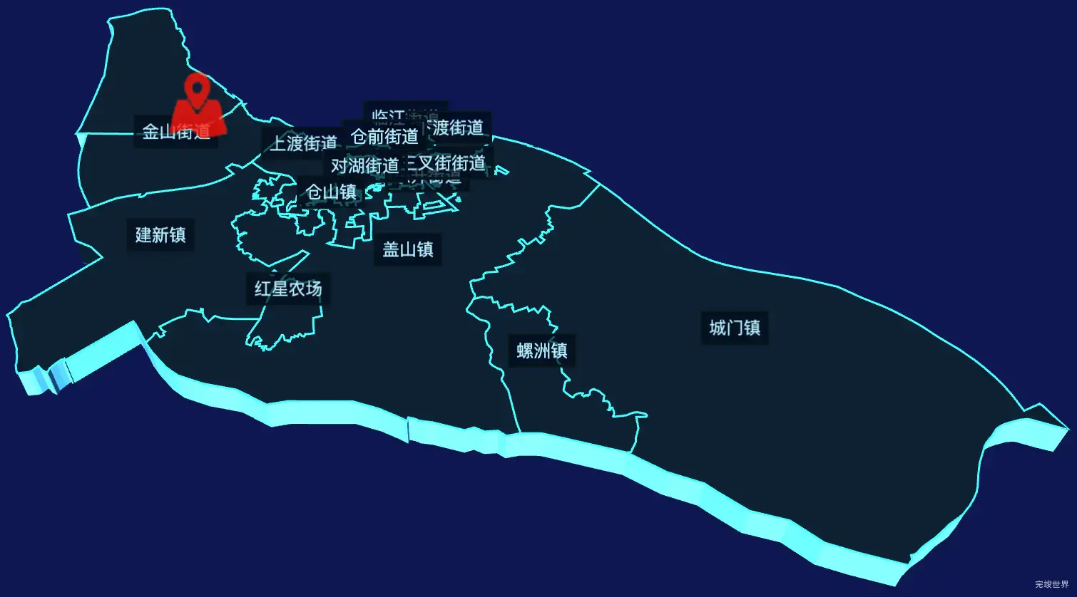 echarts福州市仓山区geoJson地图3d地图自定义图标