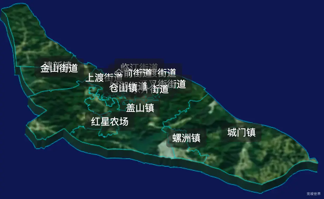 threejs福州市仓山区geoJson地图3d地图css2d标签