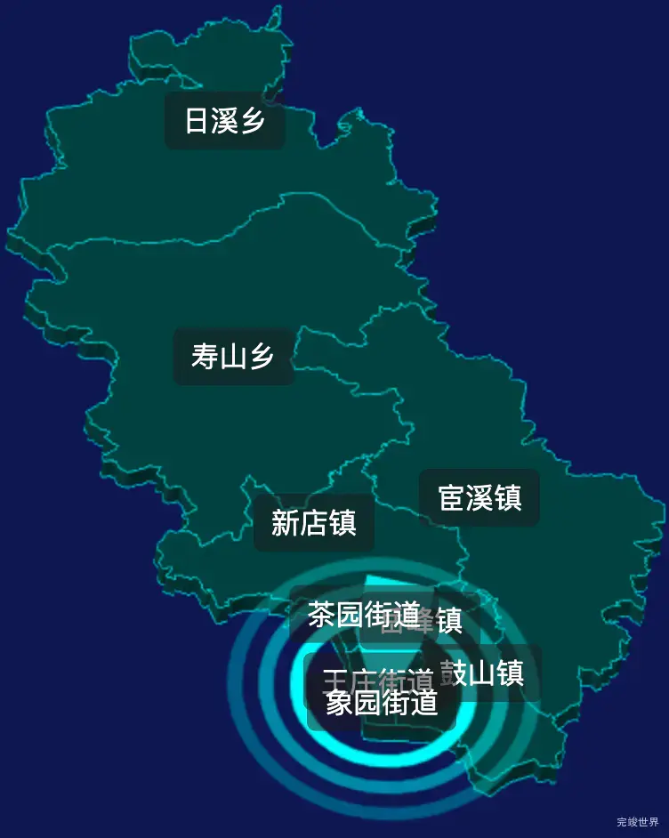 threejs福州市晋安区geoJson地图3d地图CSS2D外加旋转棱锥