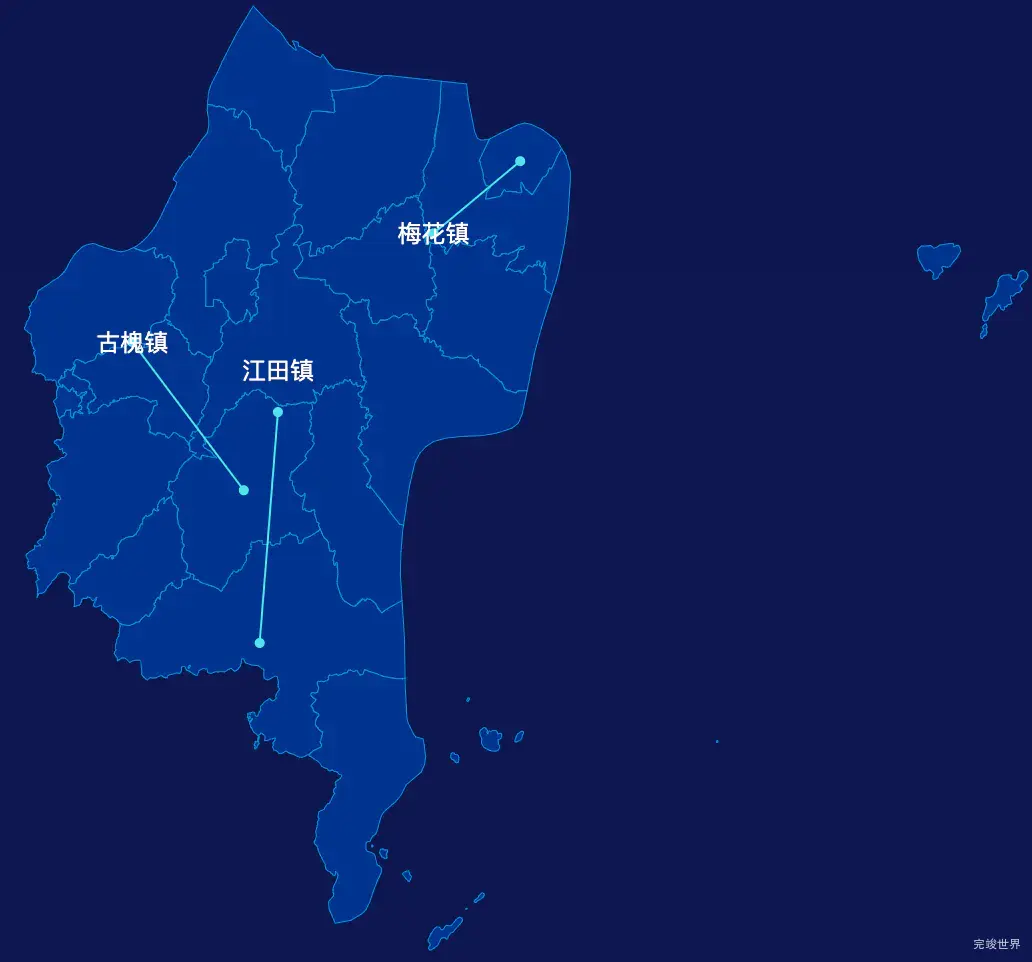 echarts福州市长乐区geoJson地图自定义引导线