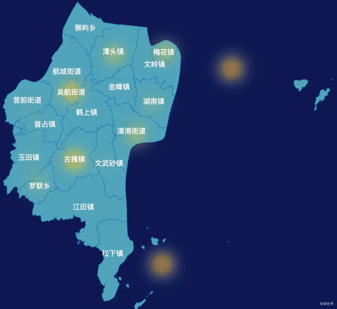 echarts福州市长乐区geoJson地图热力图