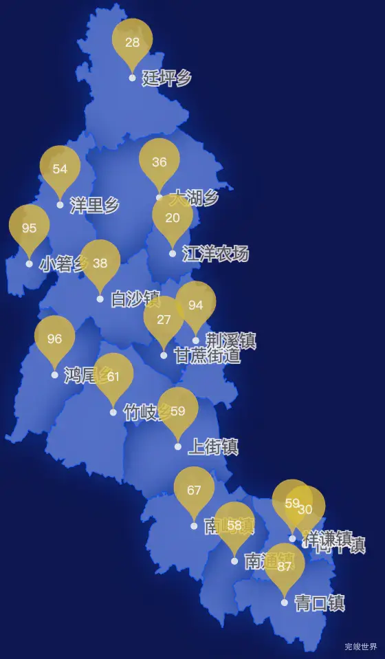 echarts福州市闽侯县geoJson地图水滴状气泡图