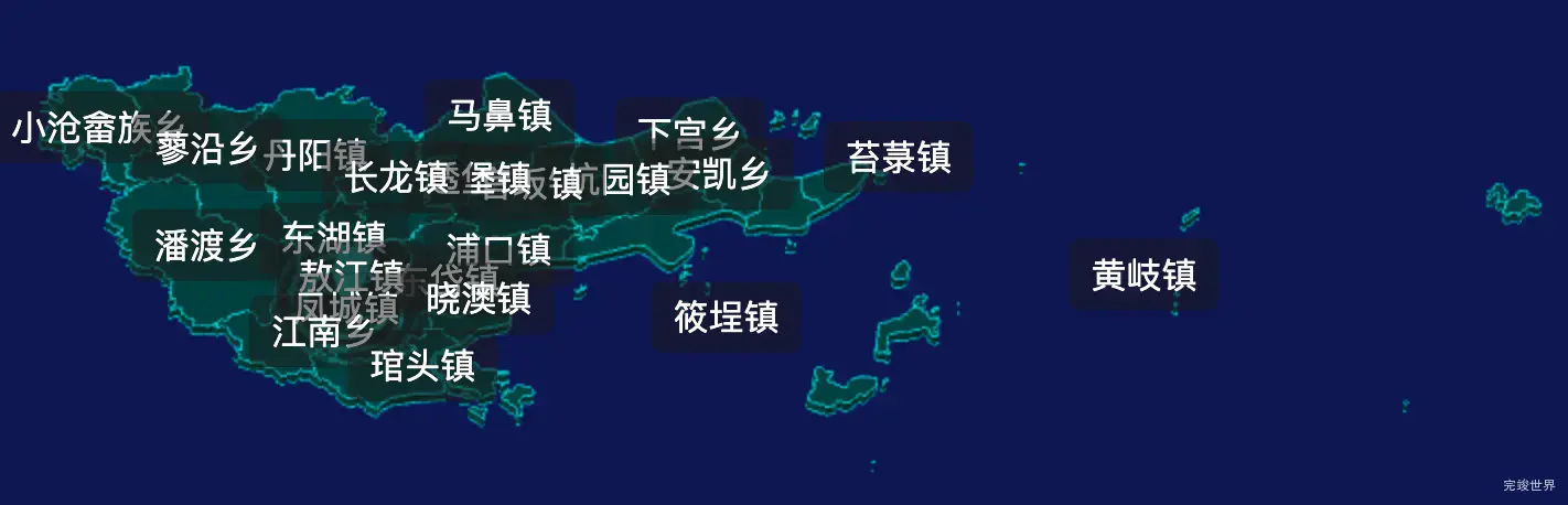 threejs福州市连江县geoJson地图3d地图CSS2D外加旋转棱锥