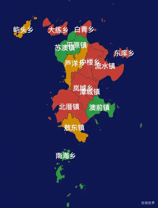 echarts福州市平潭县geoJson地图定义颜色