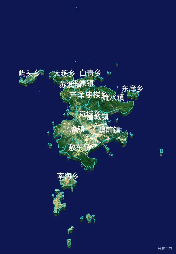 echarts福州市平潭县geoJson地图3d地图自定义贴图-绿色地面