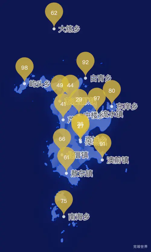 echarts福州市平潭县geoJson地图水滴状气泡图