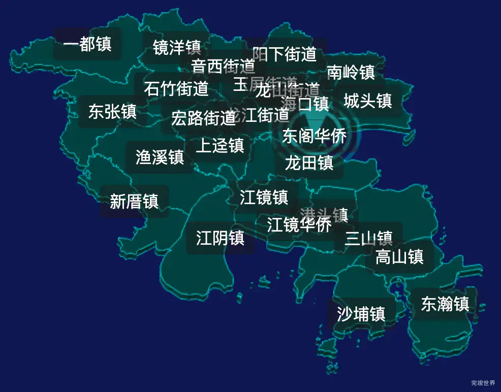 threejs福州市福清市geoJson地图3d地图添加旋转棱锥