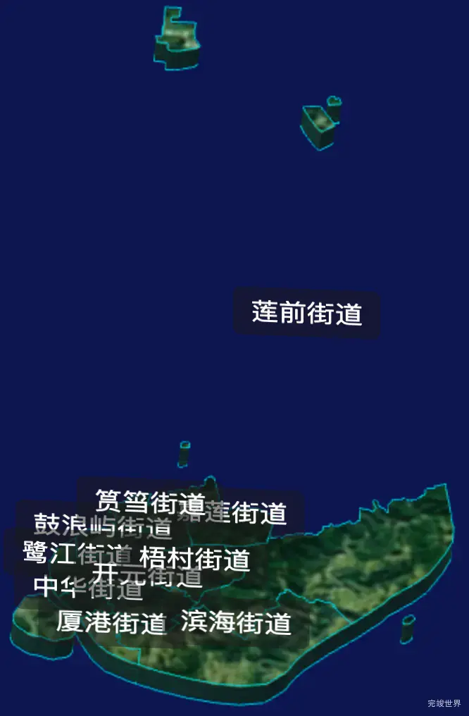 threejs厦门市思明区geoJson地图3d地图自定义贴图加CSS3D标签