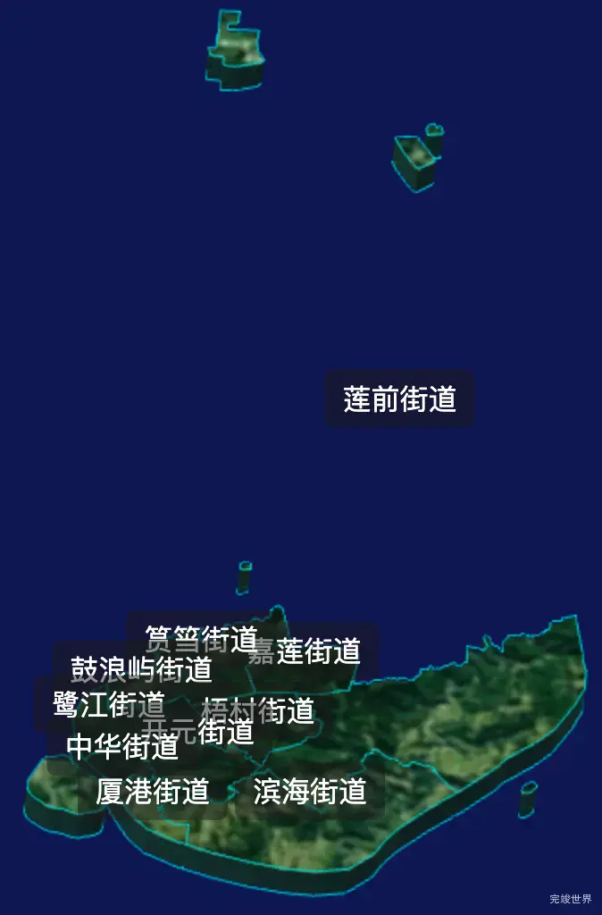 threejs厦门市思明区geoJson地图3d地图自定义贴图加CSS2D标签