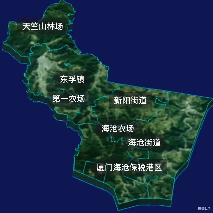 threejs厦门市海沧区geoJson地图3d地图css2d标签