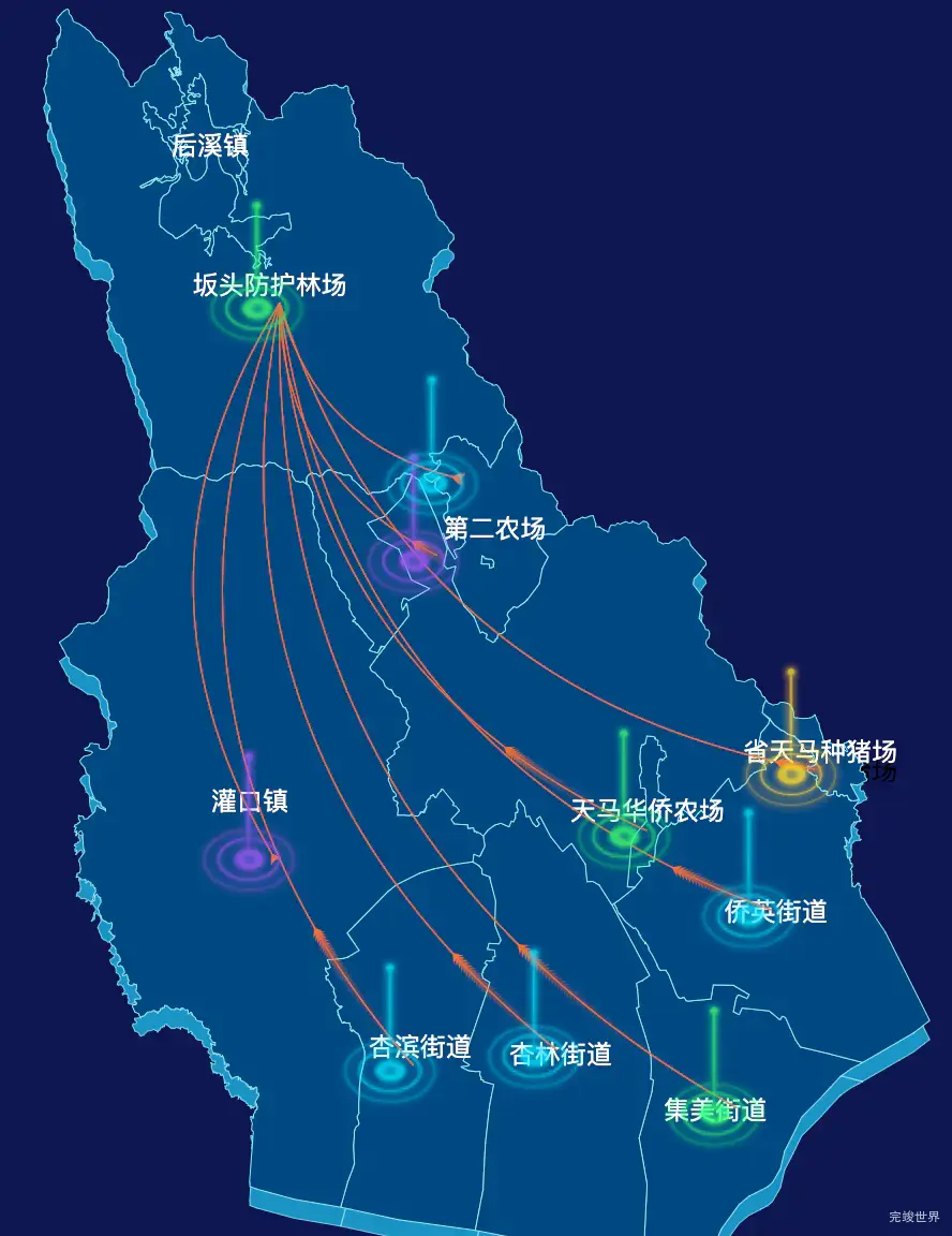 echarts厦门市集美区geoJson地图迁徙图