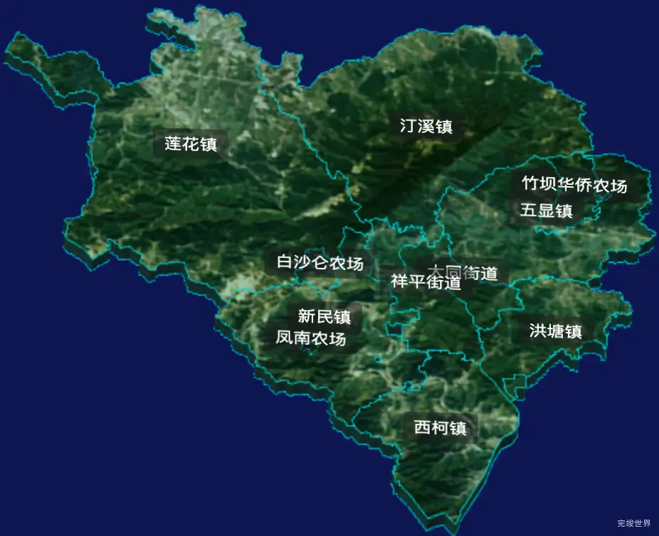 threejs厦门市同安区geoJson地图3d地图自定义贴图加CSS3D标签