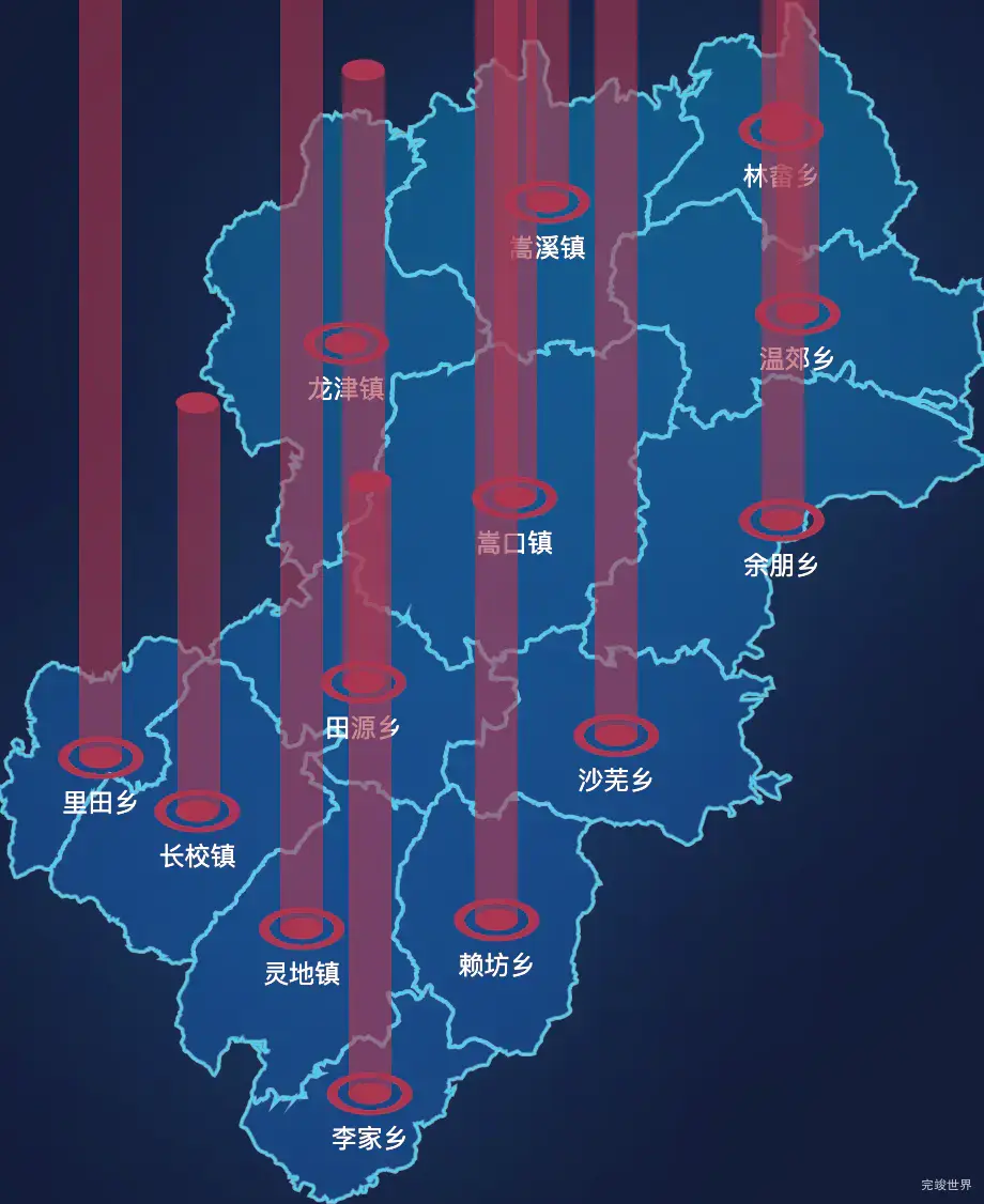 echarts三明市清流县geoJson地图添加柱状图