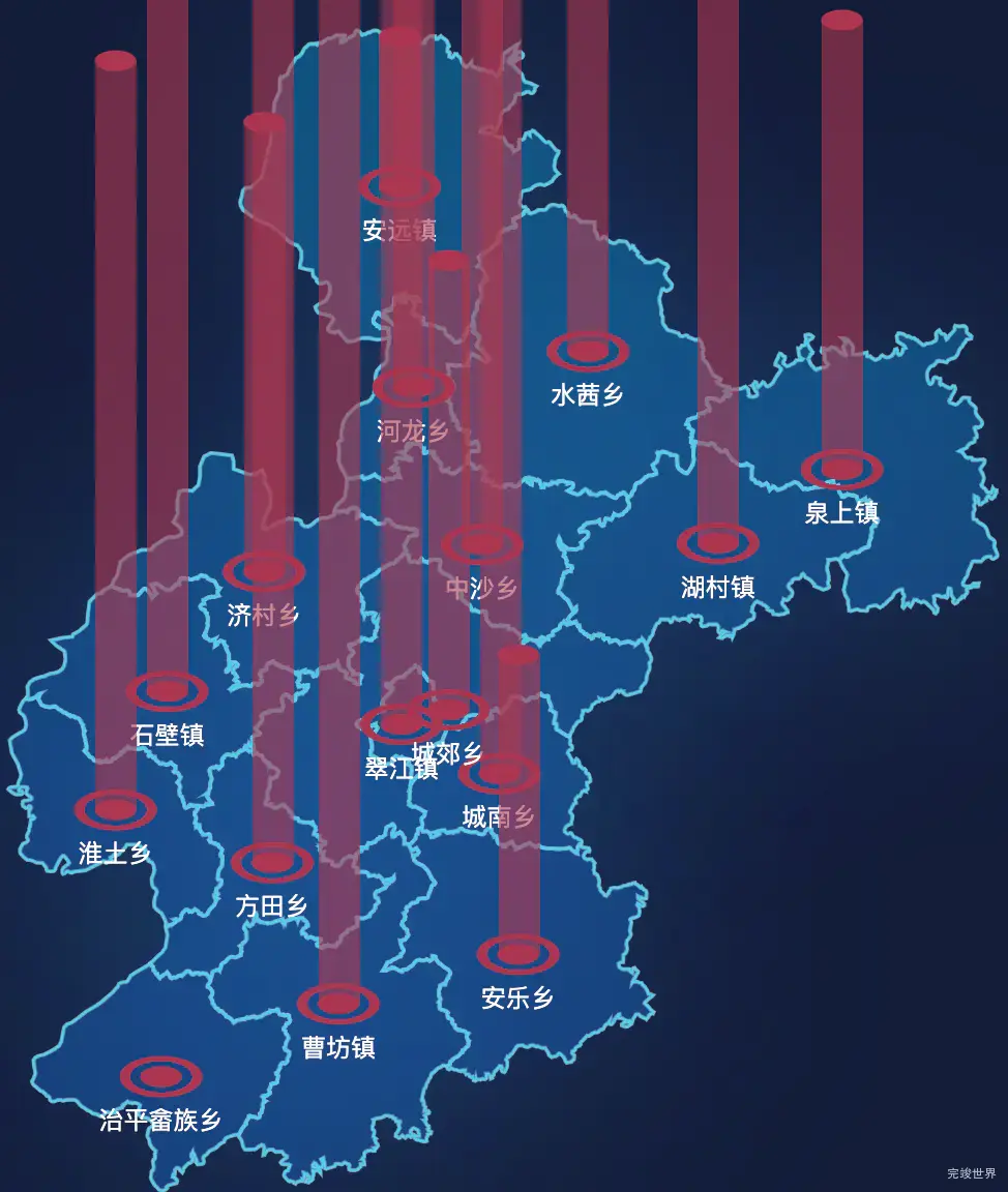 echarts三明市宁化县geoJson地图添加柱状图