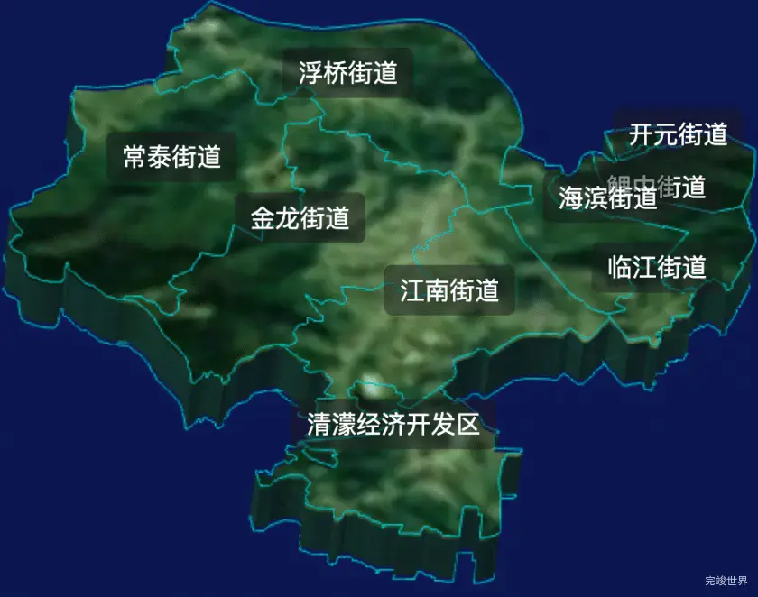 threejs泉州市鲤城区geoJson地图3d地图css2d标签