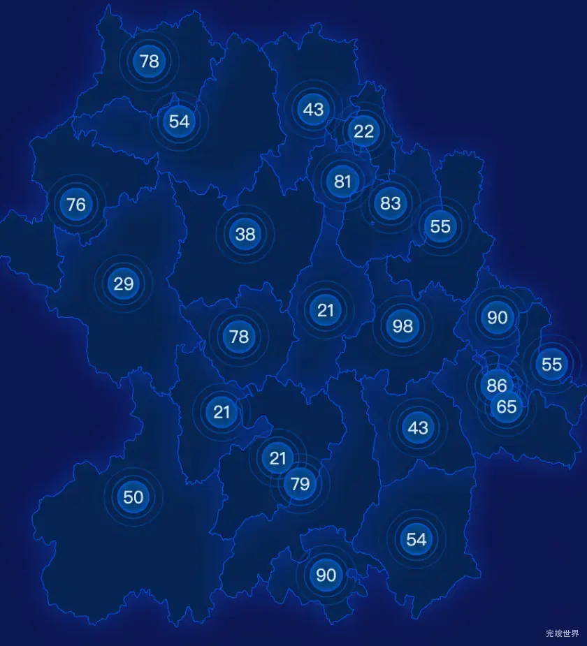 echarts泉州市安溪县geoJson地图圆形波纹状气泡图