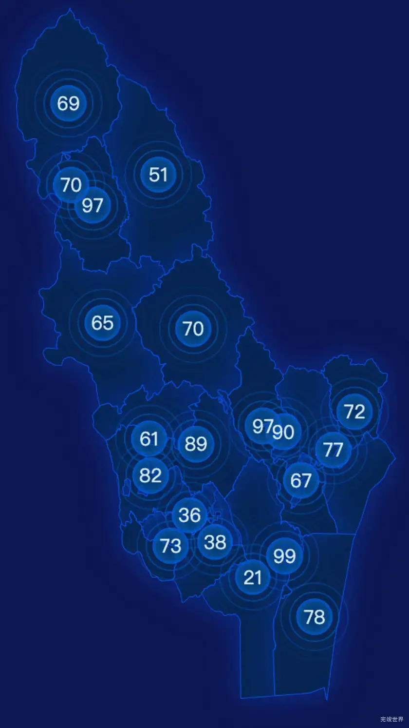 echarts漳州市诏安县geoJson地图圆形波纹状气泡图