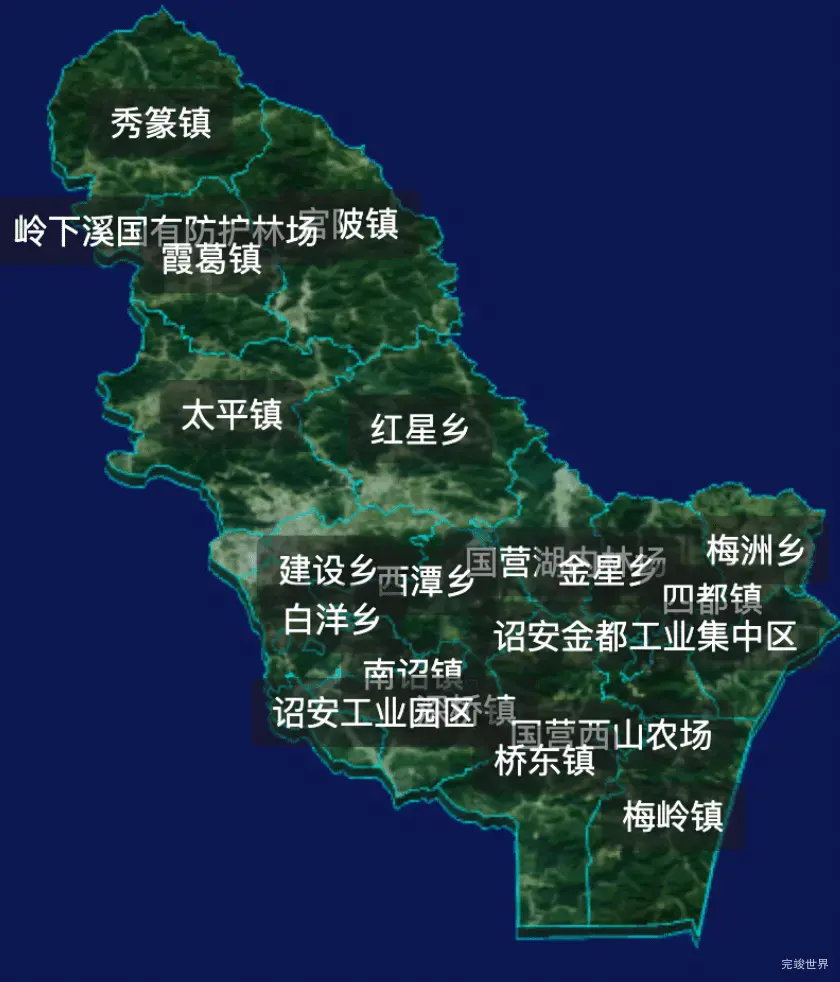 threejs漳州市诏安县geoJson地图3d地图css2d标签