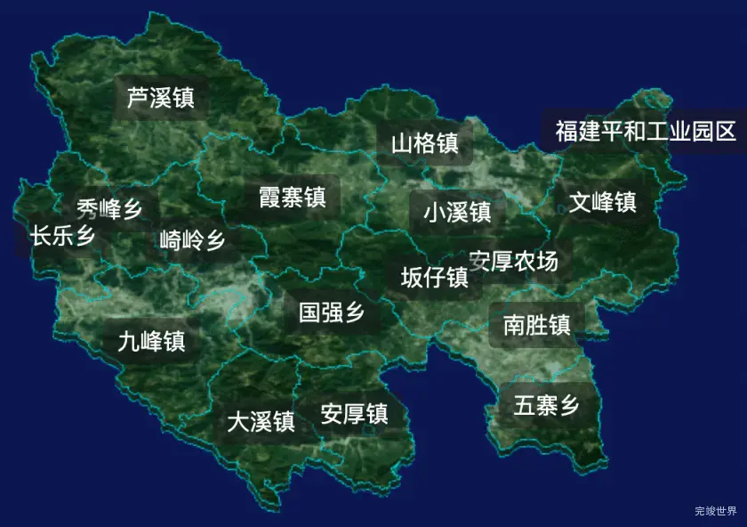 threejs漳州市平和县geoJson地图3d地图自定义贴图加CSS2D标签