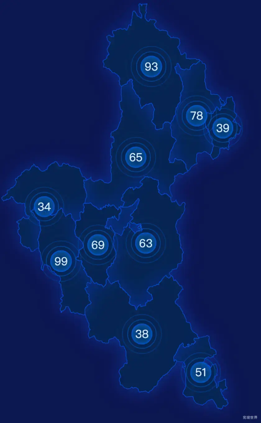echarts漳州市华安县geoJson地图圆形波纹状气泡图