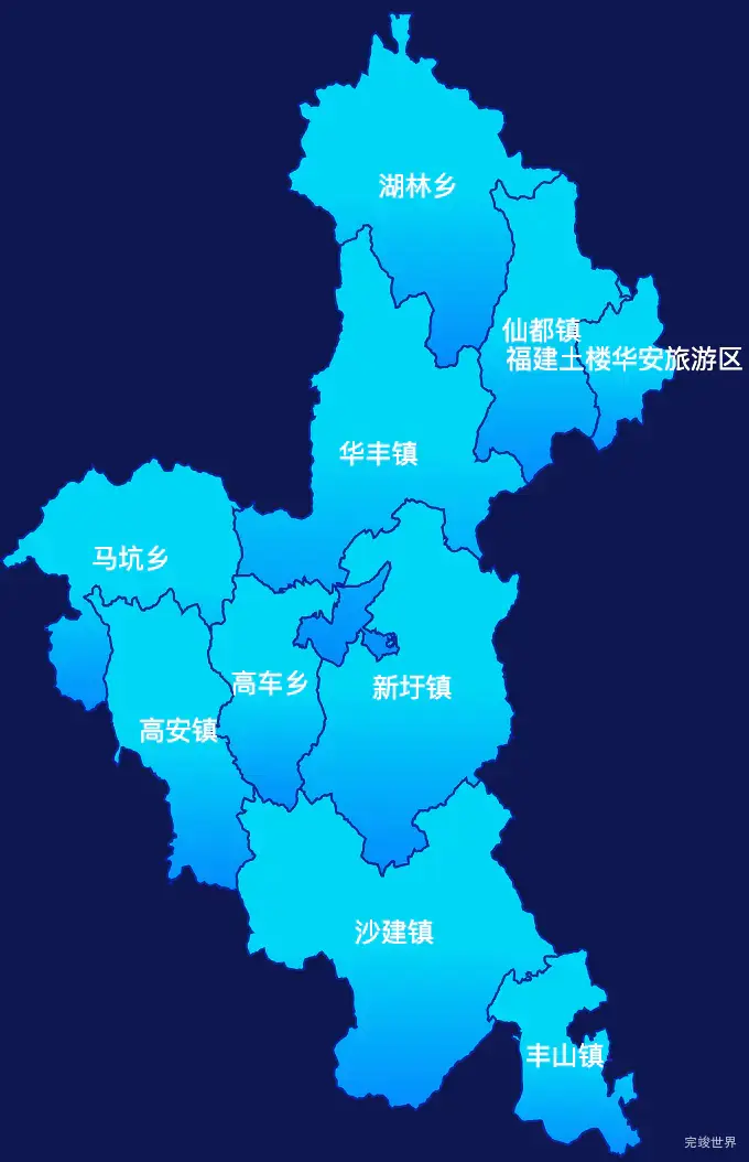 echarts漳州市华安县geoJson地图局部颜色渐变