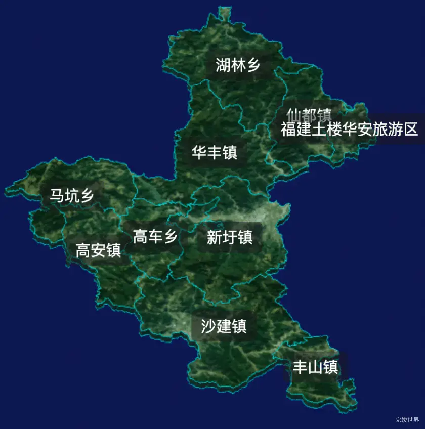 threejs漳州市华安县geoJson地图3d地图css2d标签