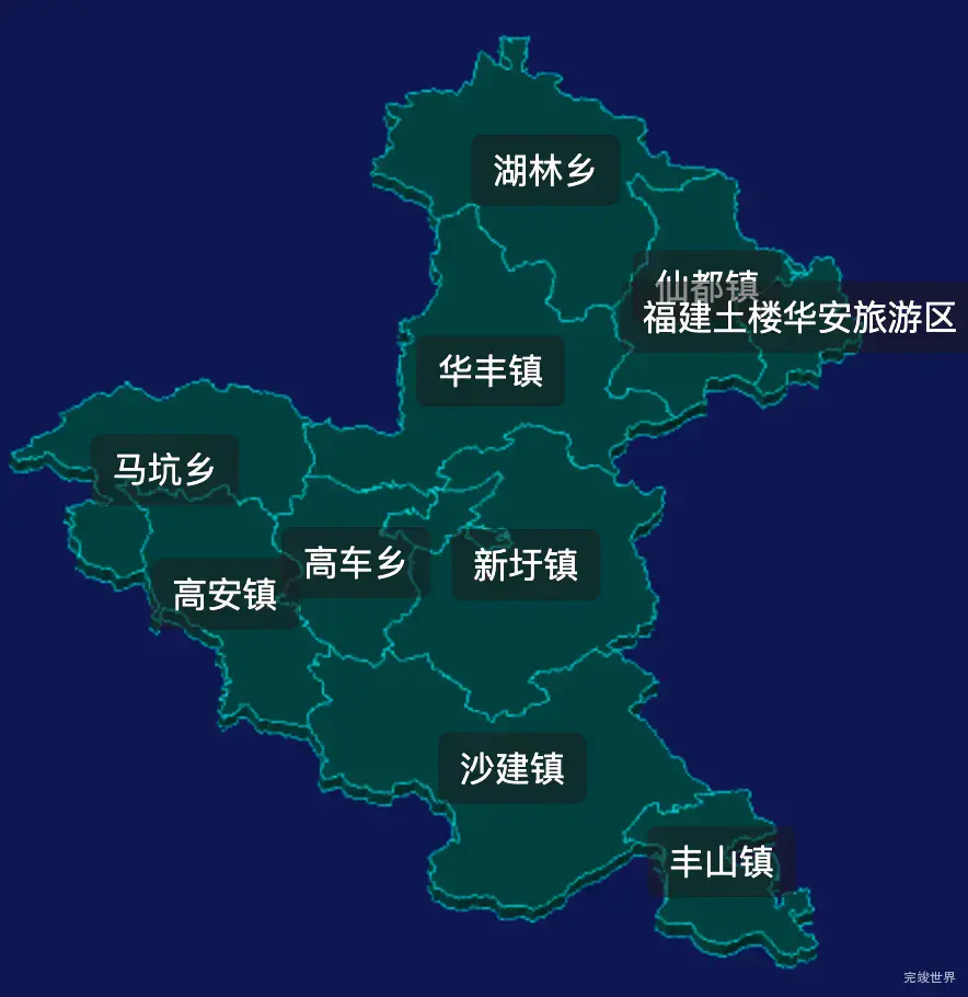 threejs漳州市华安县geoJson地图3d地图