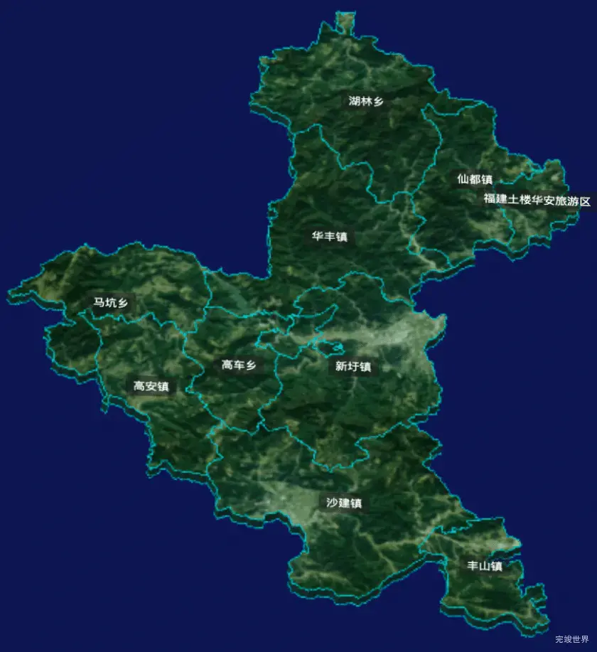 threejs漳州市华安县geoJson地图3d地图自定义贴图加CSS3D标签