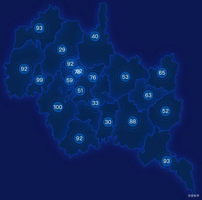 echarts南平市延平区geoJson地图圆形波纹状气泡图
