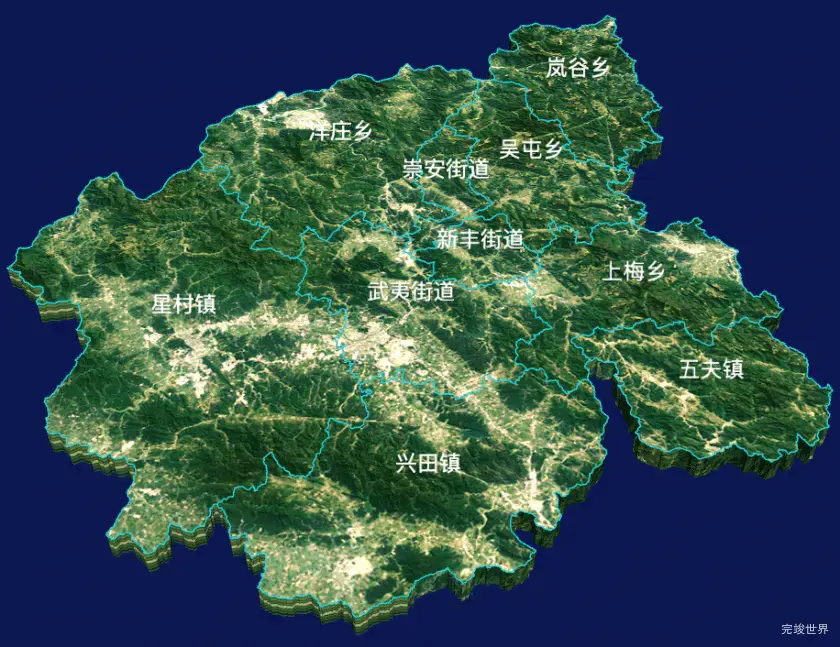 echarts南平市武夷山市geoJson地图3d地图自定义贴图-绿色地面