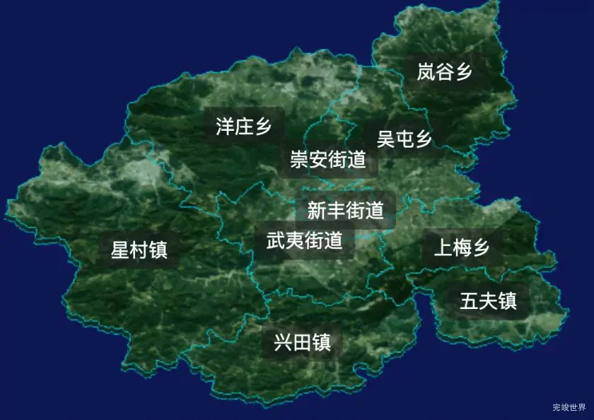 threejs南平市武夷山市geoJson地图3d地图css2d标签